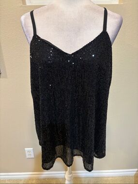 Torrid Black Sequin Lined Cami with Adjustable Straps-Size 0